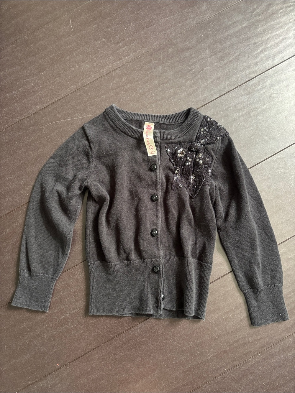 Cherokee Black Sequin-Accent Knit Cardigan